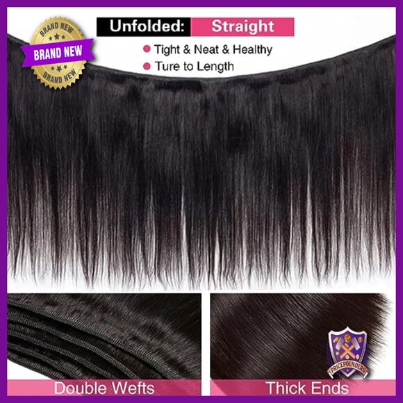 Brazilian Human Hair Extensions 3 Bundles Straight 22 24 26 Inch main image 6
